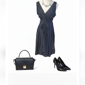 Brooks Brothers Blue Silk  Sleeveless V-Neck Sundress